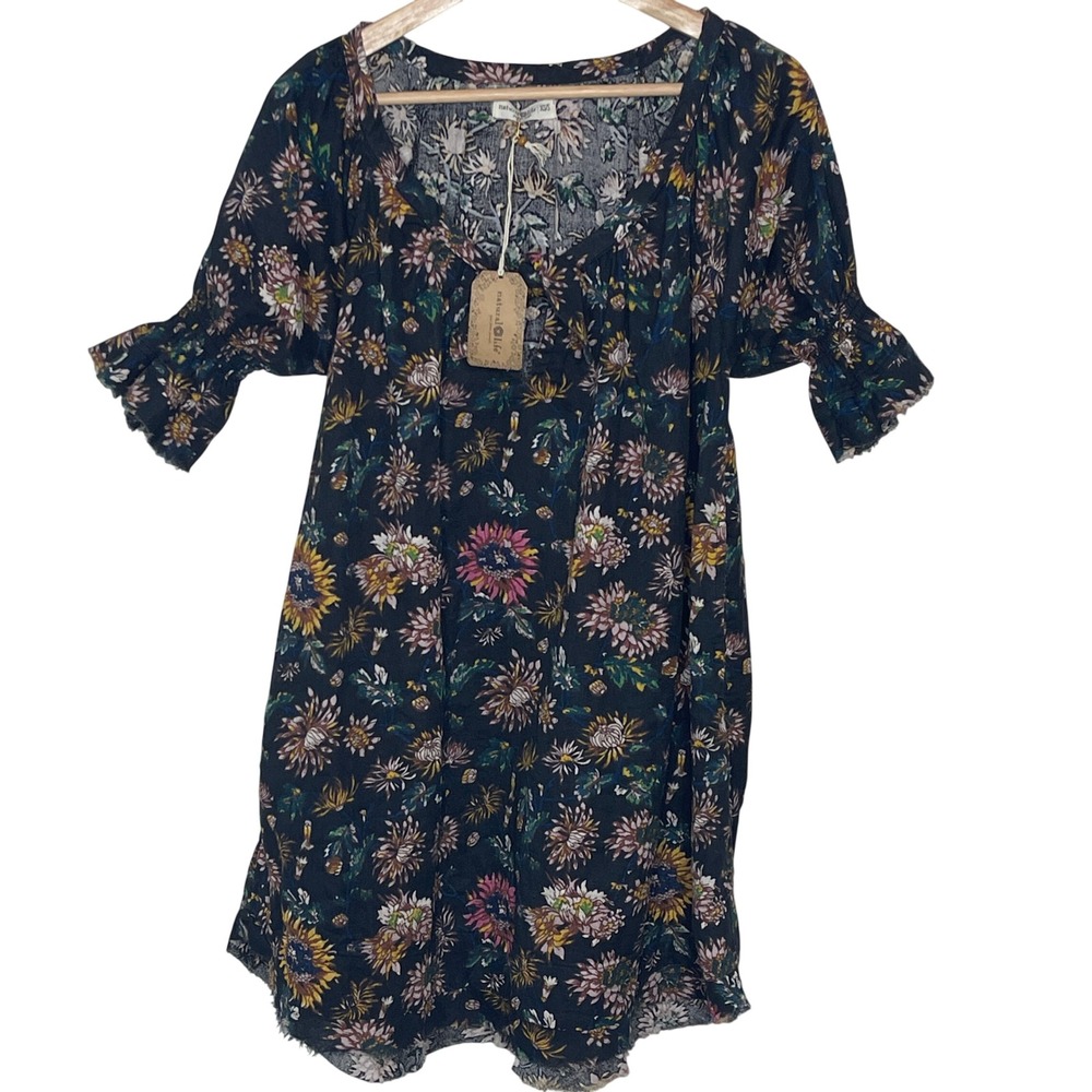 Natural Life‎  Floral Cotton Gauze Babydoll Dress XS/S Boho Flowy Mini NWT